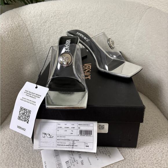 Versace Alia Transparent Mules 70 mm 39 - Picture 2 of 7